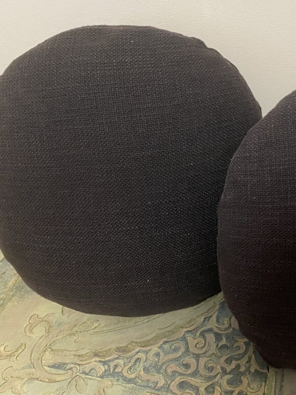 Black Round Accent Pillows – Set of 2 - Picture 2 of 7